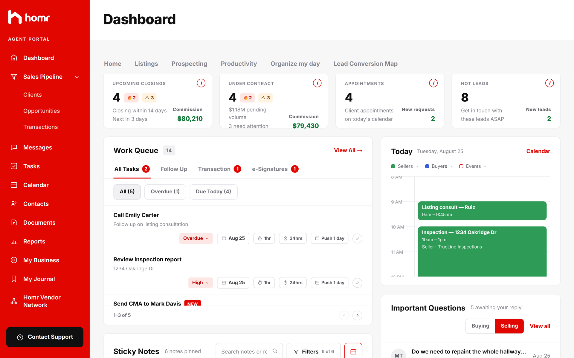 The Homr Agent Portal: an agent's Dashboard